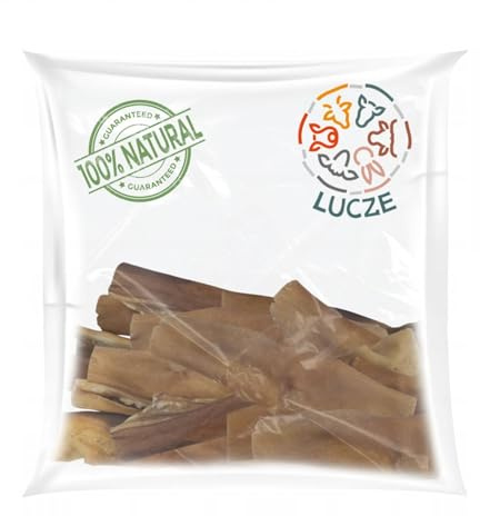 Lucze® - Peau de tête de bœuf séchée pour Chiens 15 cm – 500 g – Rouleau à mâcher pour Chien – Friandises pour Chiens – Friandises pour Chiens Grands et Petits Chiens