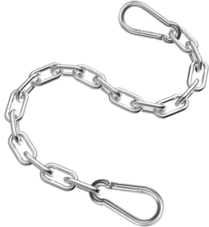 Favuit Heavy Duty Stainless Steel Chain, Hanging Safety Link Chain Fitness Chain Weight Lifting Chains with Carabiners for Home Gym Hammock Swing Hanging Chair Punching Bags (1 Pack)