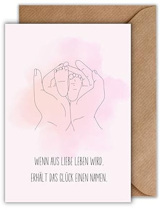 WBdesignz Grußkarte mit Umschlag - Hallo Baby Geburt Neon Grußkarten (Baby Rosa)