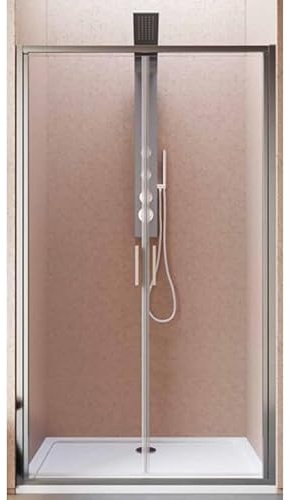 Impalli - Cabina de ducha completa de 195 cm de altura, extensible de 76 a 80 cm, con 2 puertas de ducha, puertas de cristal templado de 6 mm, reversible, acabado transparente, perfiles de aluminio