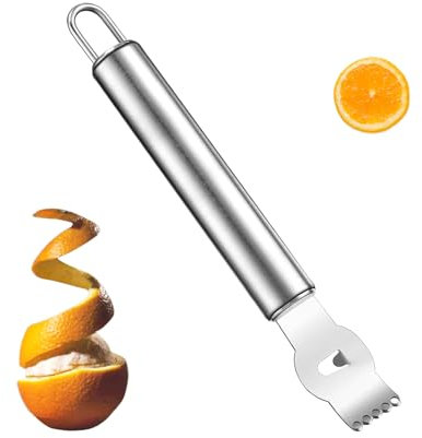 Lemon Zester Peeler, Professional Lemon Zester with Canelle Knife Stainless Steel Lemon Slice for Gin Cocktails, Lime Oranges, Kitchen Tool (Stainless Steel Handle, 6.5 Inch),Orange Peeler Tool