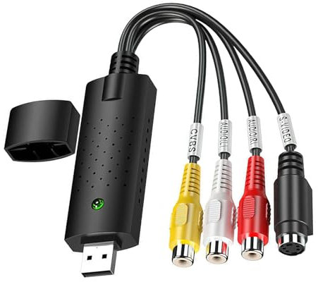 Captura de video USB, convertidor de audio y video USB 2.0 Vhs a digital, convertidor de video analógico a digital para Windows, adaptador Vhs a USB para videocámara, DVD, dispositivo de captura de