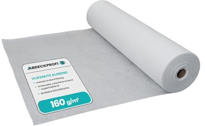 Abdeckvlies selbstklebend – 160 g/m² - 0.65m x 25m (16,25m²), Renovierungsvlies, Malervlies, Abdeckvlies selbsthaftend, Treppenvlies