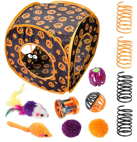 Set di giocattoli per gatti, kit da gioco con gatta, giocattoli da letto a tunnel, interattivo per gatti, cuccioli di piccola taglia, tunnel pieghevole, divertente esercizio per animali