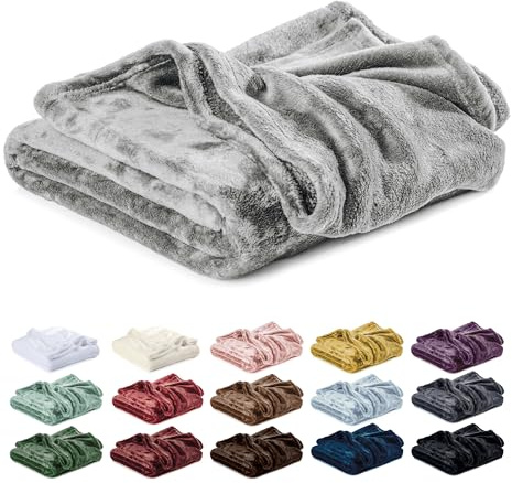 Lavea® Coperta in Pile Matrimoniale 220x240 cm Morbida – Plaid in Microfibra Caldo e Soffice per Divano e Letto, Traspirante e Facile da Lavare – Argento