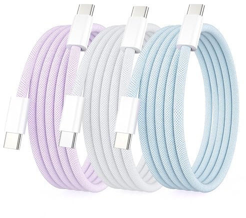 3Pack 1M USB C to USB C Charging Cable for Apple iPhone 17/16/15 Charger Fast 3ft USBC to Type C Power Cord for iPhone 17/17 Pro/17 Pro Max/Air/16/16e/15，MacBook Air 13 inch/MacBook Pro