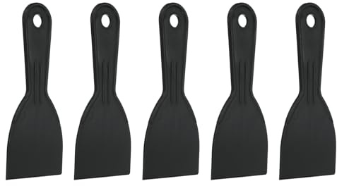 QUARKZMAN 5Pcs Spatule Enduit Grattoir 3 Largeur Plastique Flexible Spatule Enduit Outil Grattoir Peinture Pour Taping Drywall Etalage Peinture Rayure Mur Noir