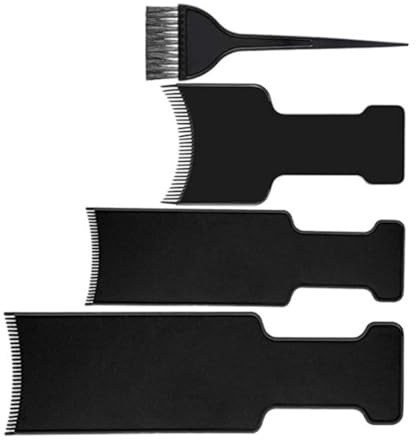 Healifty Kit Coiffure Professionnel 4 Pièces pour Teinture Capillaire Planches à Mèches en Plastique Noir Incurvé et Pinceau Applicateur, Outils de Teinture Capillaire Portables pour Salon