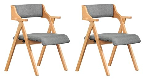 SoBuy Sillas Plegables de Madera, Set de 2, Asiento Amplio, 61,5×56×77,6 cm