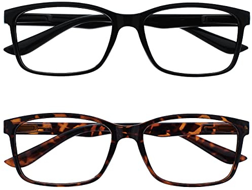 OPULIZE The Reading Glasses Company Black & Brown Tortoiseshell Readers Value 2 Pack Large Mens Spring Hinges RR83-12 +2.00