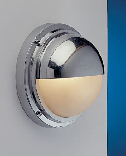 Licht-Erlebnisse Kleine Außenwandleuchte aus Messing in Chrom rund Ø24cm IP54 robust Schiffslampe Haustür Eingang