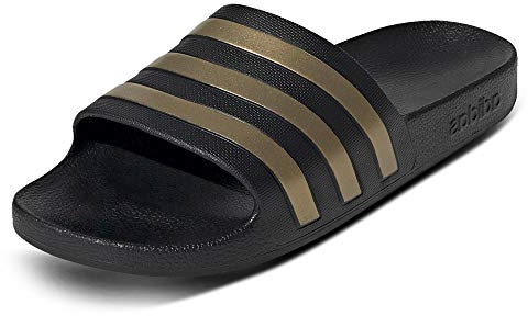 adidas Mixte Adilette Aqua Slides, Core Black / Gold Metallic / Core Black, 47 EU