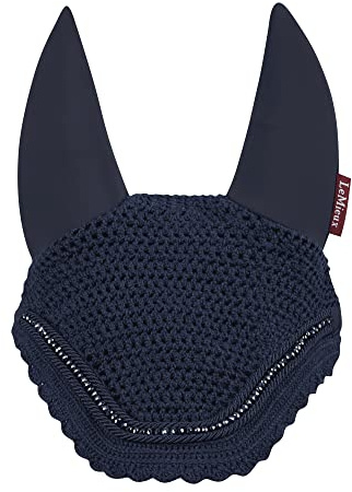 LeMieux Diamante Acoustic Fly Hood in Navy with Soundproof Micro Foam - Soft Bamboo Lining - Comfortable Fit Sport Horse Wear - Medium