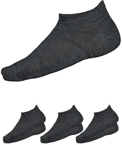 vitsocks Men's Trainer MERINO WOOL Low Cut below Ankle Socks (3 PAIRS) Thin Breathable Short Sports Walking All-Weather, black, 9.5-12 uk