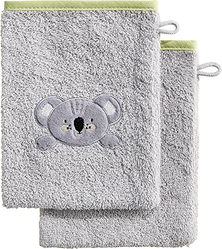 Erwin Müller Kinder Waschhandschuh, Waschlappen Koala 2er-Pack - kuschelweich, saugstark, mit Aufhänger