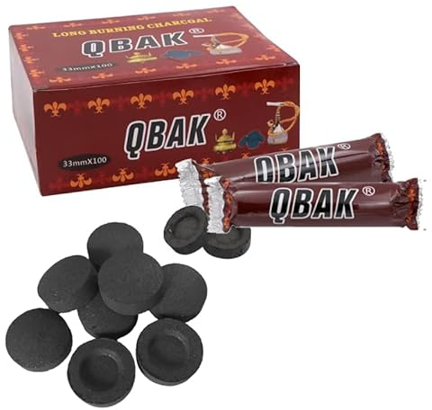 Caja de 100 Discos de Carbón para Encendido de Shisha, Cachimba, Incensario, 3.3 centímetros de diámetro Caja Completa, 10 Paquetes con 10 Pastillas