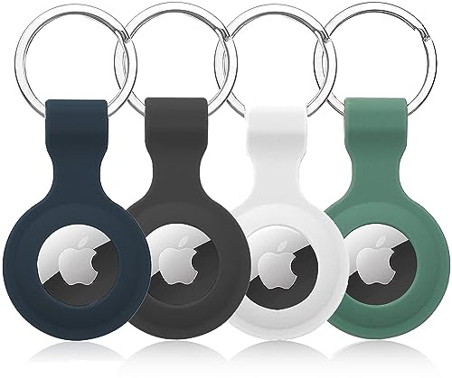 4-pack hållare kompatibel med Air Tag, RADISOPH Tracker med nyckelring, flerfärgad skyddande silikonfodral nyckelring för plånbok, hundkrage, bagage, nycklar (flerfärgad C)
