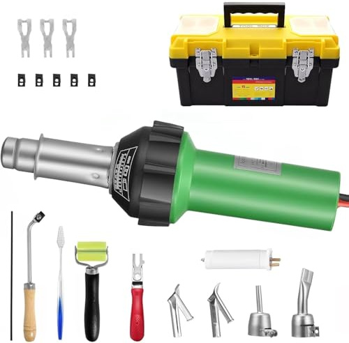 Yabumak Hot Air Gun 1600W Plastic Welder Tool 20℃- 600℃ Floor Welder Variable Temperature Control 21 Pieces Hot Air Gun Kit Handheld Plastic Welder DIY Stripping Paint,Shrinking PVC,Home Improvemen