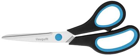Uaugulft Scissors, Stainless Steel Paper, Multi-Purpose Scissors with Soft Grip Handle, Blue Black, 8 Inch