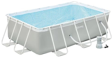 DecHome - Piscina fuori terra autoportante, 340x215x80 cm, PVC e Acciaio, Grigio