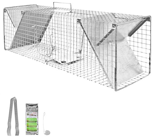 Tierfalle Lebendfalle für Ratten Marder Lebend Garten Marderfalle Rattenfalle Kaninchen Fuchs Katze 102 cm Falle Lebendfallen 2 Eingänge Hasen Umsiedlung Petigi