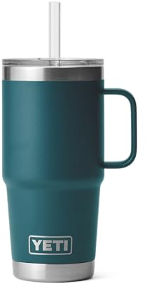 YETI Rambler Straw Mug, Stainless Steel Vacuum Insulated Mug with Straw Lid, Agave Teal, 25 oz (739 ml)
