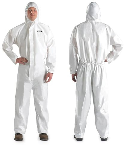 YIBER Combinaison jetable Hazmat Suit | Combinaison de protection intégrale en 7 tailles avec plusieurs spécifications et matériau PPSB robuste et film PE | Sans danger pour d'innombrables