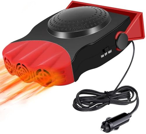 Leaflai Autoheizung Anti-Fog 12V Auto Ventilator, Tragbare Kühlluftventilator 150W mit Heiz-/Kühlfunktion Plug-in Zigarettenanzünder Luftkühlventilator für 12Volt Autos
