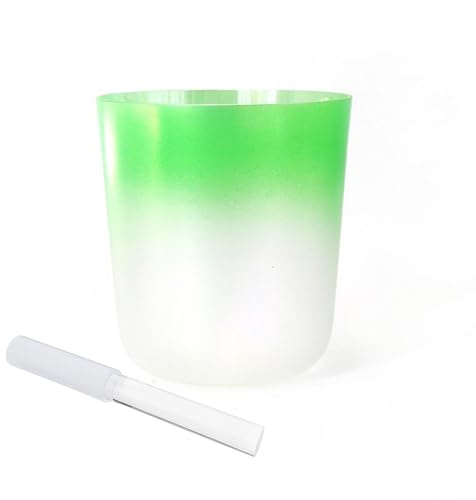 Ciotola di cristallo for canto con sfumatura verde da 8 pollici, ciotola for chakra, ciotola sonora, regalo for yoga, meditazione e guarigione sonora, con percussore acrilico e O-ring gratuiti(C Note)