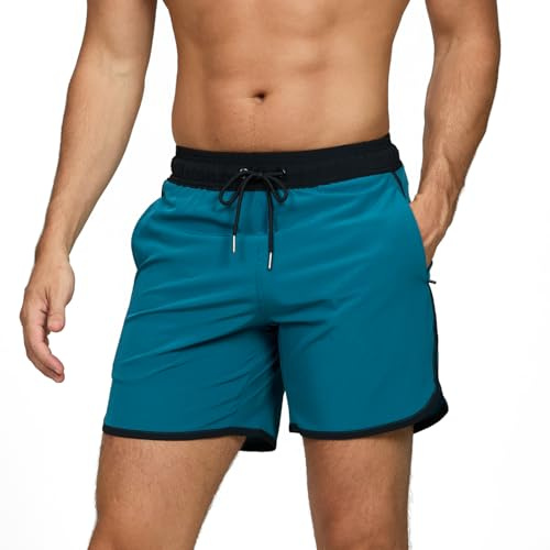 TMEOG Herr Badbyxor Badshorts Pool Surfing Snabbtorkande Boxershorts Hav Strand Baddräkt Vintage Badshorts med Fickor och Dragsko