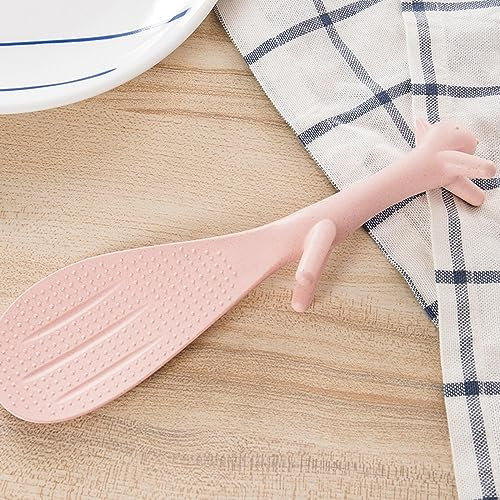 TUKRPQMRI Cuillère à Riz en Plastique de Paille de blé cuillère à Riz écureuil Mignon Peut Supporter Une spatule à Riz antiadhésive/333(Powder)