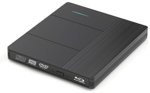 Luobannm Unidad Externa de BLU-Ray 7 en 1, Compatible con Discos R/W, Reproductor de DVD y CD, Grabadora Portátil USB 3.0 con Ranura para Tarjeta SD/TF.