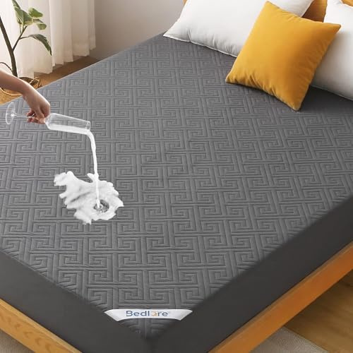 BEDLORE Matratzenschoner 180x200cm, Wasserdicht & Haarresistent, Grau