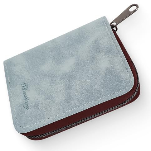 kwinfei Titulaire de la Carte de Crédit, Porte Carte Cuir Bleu Clair pour Hommes et Femmes, Porte Carte Homme et Femme, Étui Pratique pour 18 Cartes, Protège Carte Bancaire et Cartes de Visite