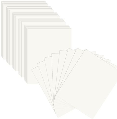 50 Stück A6 Kraftpapier Karten, Blanko Postkarten Weiß 15x10CM 300g/m² Kraftpapier-Karten Set Druckbar Postkarten Blanko für Selbstgestalten beschriften oder bedrucken