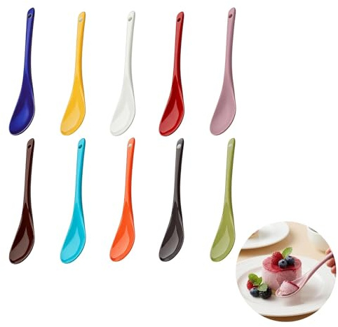 Juego de 10 cucharas Versátiles de porcelana coloridas de alta calidad para huevos, café, té, postres y más. Diseño elegante y ergonómico, ideal para cualquier ocasión, compacta y sencilla