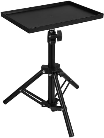 FOMIYES Supporto per Treppiede Proiettore Regolabile 30-50cm Vassoio Allargato in Ferro e Abs per Laptop e Videoproiettore, per Presentazioni, Streaming e Home Theater