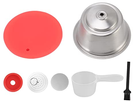 GLOGLOW Reusable Coffee Pods, Stainless Steel Refillable Capsules with Filter for Coffee Maker, Perfect for Daily Brewing and Easy Cleanup (Red)