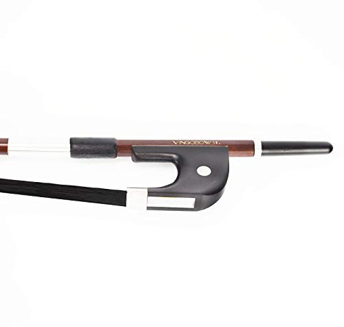 VINGOBOW neuer Brasilienholz Deutscher Kontrabassbogen Schwarzer Rosshaar Pernambuco Leistung 4/4 Größe