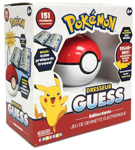 BANDAI - Pokémon - Dresseur Guess Edition Kanto - Jeu électronique Poké Ball - Jouet interactif, sans écran, à Reconnaissance vocale - Jeu de devinette Quiz Pokémon - Jouet Enfant 6 Ans et + - 80598