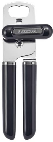 Farberware Manual Can Opener and Bottle Opener, High Carbon Stainless Steel Cutting Blade, Large Easy Turn Knob, Ergonomic Handles for Comfortable Grip, Dishwasher Safe Kitchen Gadget
