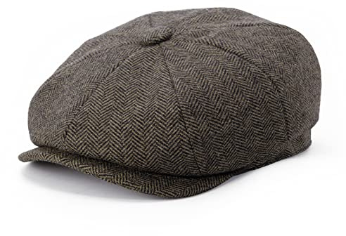 BOTVELA Men's Newsboy Flat Cap 100% Cotton Gatsby Ivy Golf Cabbie Hat (Khaki, 7 3/8)