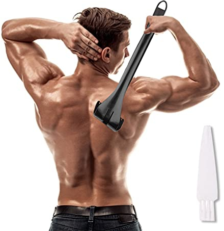 Rückenrasierer für Männer, Faltbarer Rückenrasierer, Schmerzlose und Perfekte Nass- und Trockenrasur, Effektive Rückenrasur für Männer