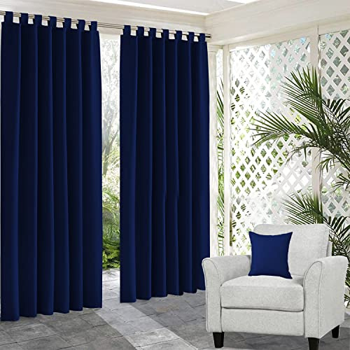 Modern Decorative Tab Top Window Curtains for Bedroom or Living Room Polyester Blend (Navy Blue, 42 Inch Wide by 95 Inch Long- 1 Panel)