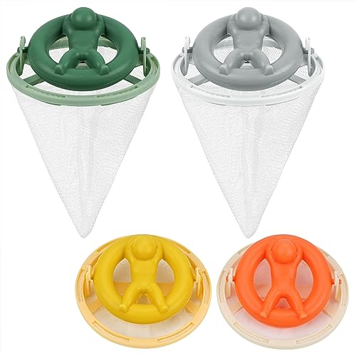 Adorila 4 Pack Reusable Washing Machine Lint Catcher, Hair Filter Cleaning Mesh Bag, Household Floating pet Fur Catcher