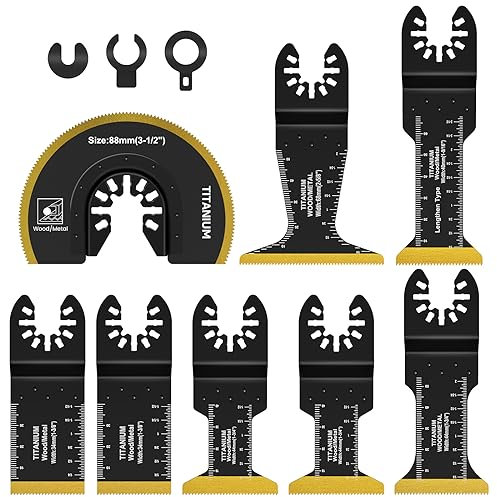 8Pezzi Titanio Lame Utensile Multifunzione Accessori per Utensili Oscillanti Lame Multifunzione Compatibili con DeW Makita Rockwell Bosch Milwaukee (8pz)
