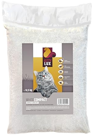 KittyLux klumpende Katzenstreu White Compact 2x12,5kg ohne Duft für Sensible, anspruchsvolle Katzen, Klumpstreu 100% Naturbentonit, Feste Klumpenbildung, schnelle Geruchsbildung, geringer Verbrauch