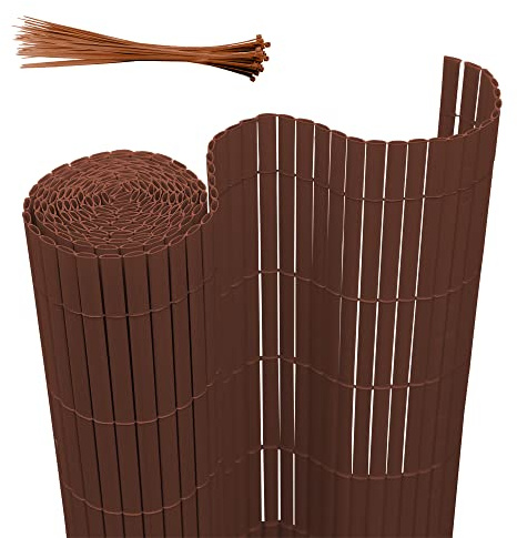 Joparri PVC Sichtschutzmatte, Sichtschutz Garten Sichtschutzzaun PVC Sichtschutzstreifen 3-Gewicht-Verstärkung, UV-beständig Terrasse, Braun, 100 x 400 cm