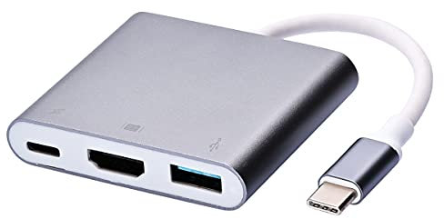 FIOUSY USB C to HDMI Adapter, USB 3.0 Type C to HDMI 4K Multiport AV Converter with USB 3.0 Port Mac HDMI Adapter for MacBook Pro/ S8+/S9+/Projector/Monitor(Grey)