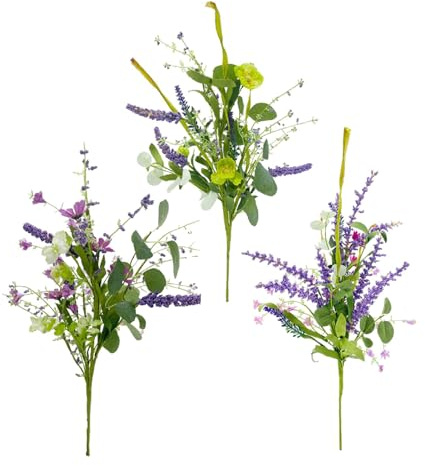 3 STK Konstgjorda Lavendelblommor, Konstgjorda Lavendelväxter, Falska Blombukett för Vas, Sidenblommor för Bröllopsinredning och Bordsdekorationer